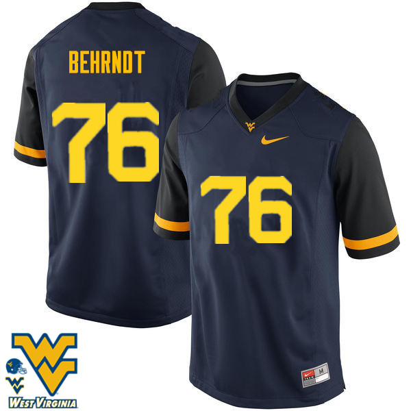 Men #76 Chase Behrndt West Virginia Mountaineers College Football Jerseys-Navy - Click Image to Close